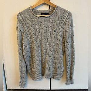 Ralph Lauren Light Gray Cable Knit Sweater